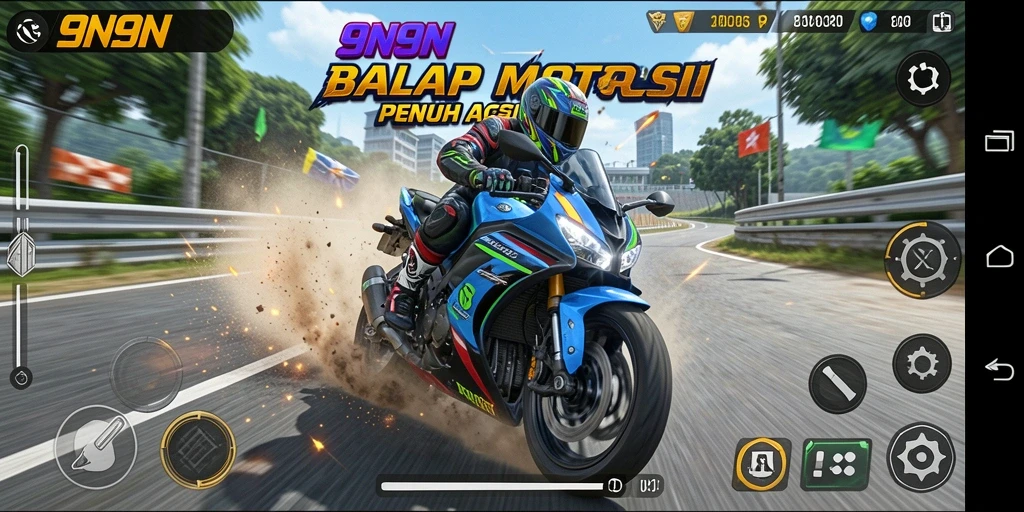 Tampilan gameplay balap motor yang seru dan dinamis.