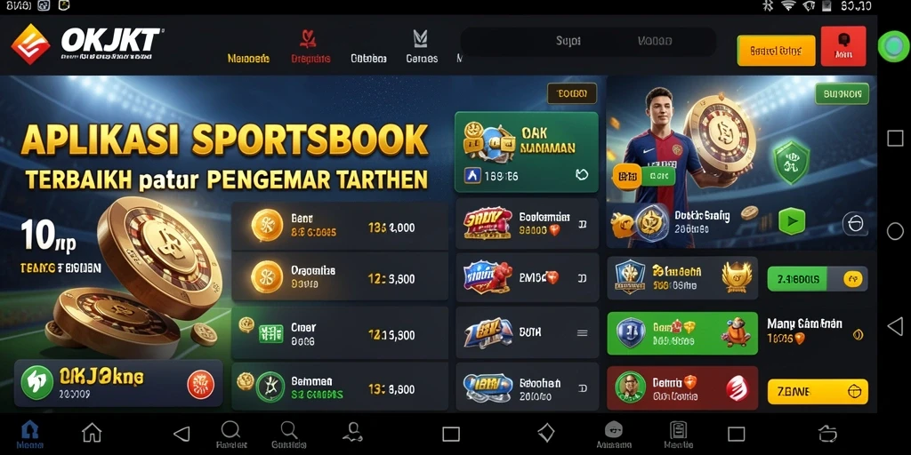 Screenshot utama OKJKT yang menunjukkan fitur taruhan olahraga.