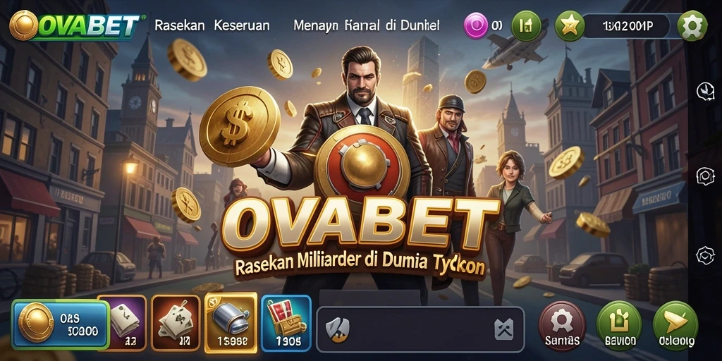 Screenshot utama OVABET menampilkan pemain yang mengelola bisnis Tycoon dengan antusias.